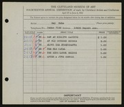 Entry card for Kuhn, Ray for the 1932 May Show.