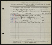 Entry card for Masters, Myrtle B. for the 1932 May Show.