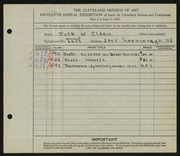 Entry card for Clark, Ruth W. for the 1933 May Show.