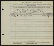 Entry card for Clarke, Beth for the 1933 May Show.