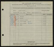 Entry card for Cooper, Dr. Bernard Henry for the 1933 May Show.