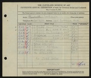 Entry card for Limbach, Russell T. for the 1933 May Show.