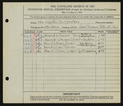 Entry card for Masters, Myrtle B. for the 1933 May Show.