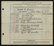 Entry card for Mayer, Henry M. for the 1933 May Show