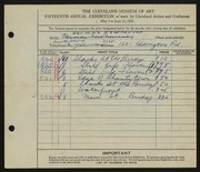Entry card for Newhauser, Herman for the 1933 May Show.
