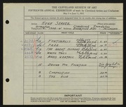 Entry card for Seaver, Hugh for the 1933 May Show.