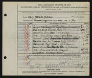 Entry card for Andrews, Mary Adelaide Fulton for the 1934 May Show.