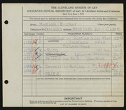 Entry card for Bryson, Marion Camp for the 1934 May Show.