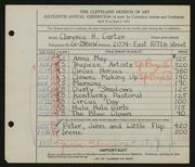 Entry card for Carter, Clarence Holbrook for the 1934 May Show.