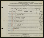 Entry card for Gisch, William S. for the 1934 May Show.