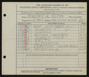 Entry card for Rutka, Dorothy for the 1934 May Show.