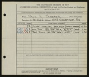Entry card for Scherer, Paul Lincoln for the 1934 May Show.