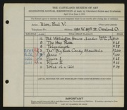 Entry card for Ulen, Paul V. for the 1934 May Show.