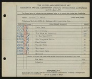 Entry card for Wolff, Arthur F. for the 1934 May Show.