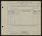 Entry card for Alley, M. W. for the 1935 May Show.