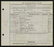 Entry card for Bookatz, Samuel for the 1935 May Show.