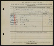 Entry card for Everhard, Margaret A. for the 1935 May Show.