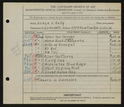 Entry card for Kelly, Grace Veronica for the 1935 May Show.