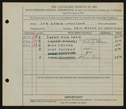 Entry card for Lindstrom, Jon Edwin  for the 1935 May Show.