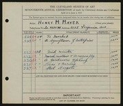 Entry card for Mayer, Henry M. for the 1935 May Show