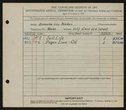 Entry card for Niebes, Dorothe Lou for the 1935 May Show.