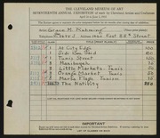Entry card for Rahming, Grace Martin. for the 1935 May Show.