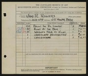 Entry card for Rogers, Van R. for the 1935 May Show.