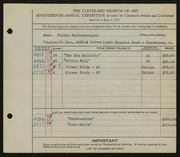 Entry card for Schreckengost, Viktor for the 1935 May Show.