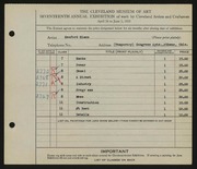 Entry card for Simon, Sanford for the 1935 May Show.