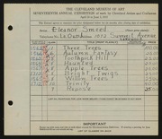 Entry card for Smeed, Eleanor for the 1935 May Show.