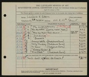 Entry card for Stern, Leonard X. for the 1935 May Show.