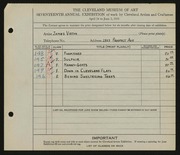 Entry card for Vistyn, James for the 1935 May Show.