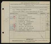 Entry card for Duren, Terence R. for the 1935 May Show.