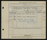 Entry card for Yingling, Anna Ruth, and Mahrer, Hortense for the 1935 May Show.