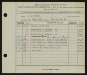 Entry card for Braddon, Charles Edwin for the 1936 May Show.