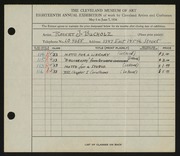 Entry card for Bucholz, Robert John for the 1936 May Show.
