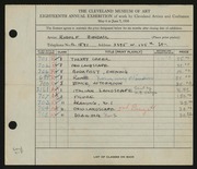 Entry card for Bundasz, Rudolph for the 1936 May Show.