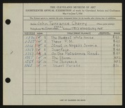 Entry card for Cherry, John Terrance for the 1936 May Show.