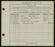 Entry card for De Marco, Matthew for the 1936 May Show.