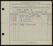Entry card for Mayer, Henry F. for the 1936 May Show.