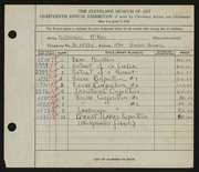 Entry card for McKee, Katherine Louise for the 1936 May Show.