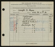 Entry card for Nyme, Joseph S. for the 1936 May Show.