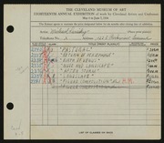 Entry card for Sarisky, Michael A. for the 1936 May Show.