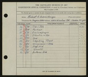 Entry card for Schoenberger, Robert E. for the 1936 May Show.