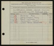 Entry card for Seeler, Katherine Schiefer for the 1936 May Show.