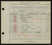 Entry card for Sommer, William for the 1936 May Show.