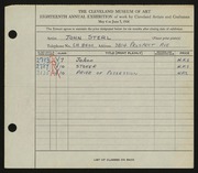Entry card for Sterl, John for the 1936 May Show.