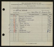 Entry card for Wands, Alfred J. for the 1936 May Show.