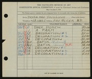 Entry card for Yingling, Dora Mae for the 1936 May Show.