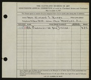 Entry card for Horan, Mrs. Richard S. for the 1937 May Show.